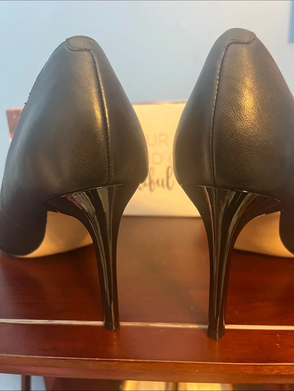 Nine West Black Pointed Toe Pumps with Gold Chain, Size 11